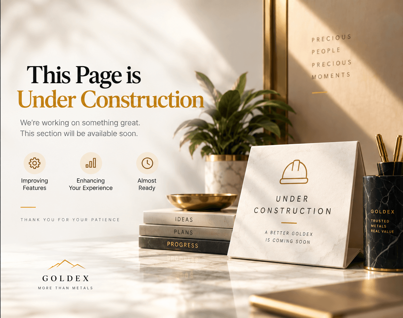 Goldex settings section under construction